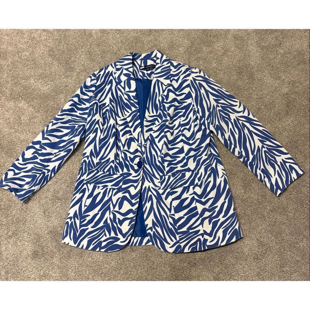 Denim 24/7 blazer blue and white Size 12W - Picture 5 of 9